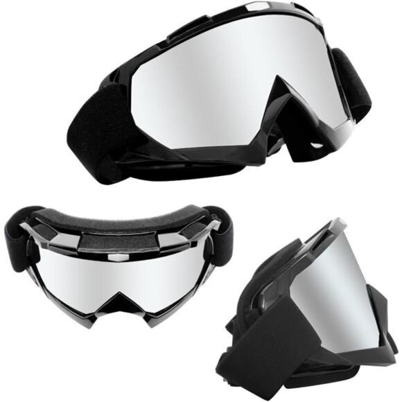 Motorcycle Dirt Bike Goggles - Dustproof Motocross Glasses with Silver Lens - Picture 4 of 7